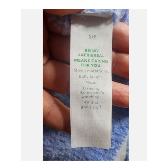 Aerie Women’s Blue Gray Striped Long Sleeve Sweater Small Soft Knit Pullover (1) - Picture 8 of 8